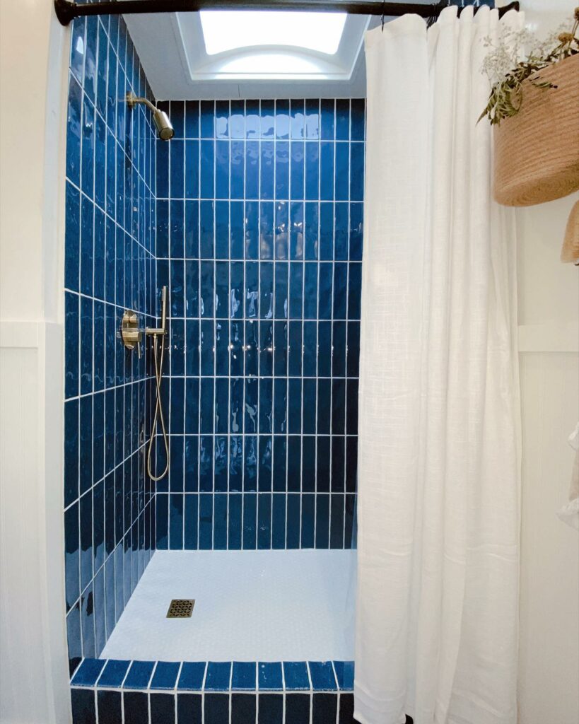 RV shower with real tile