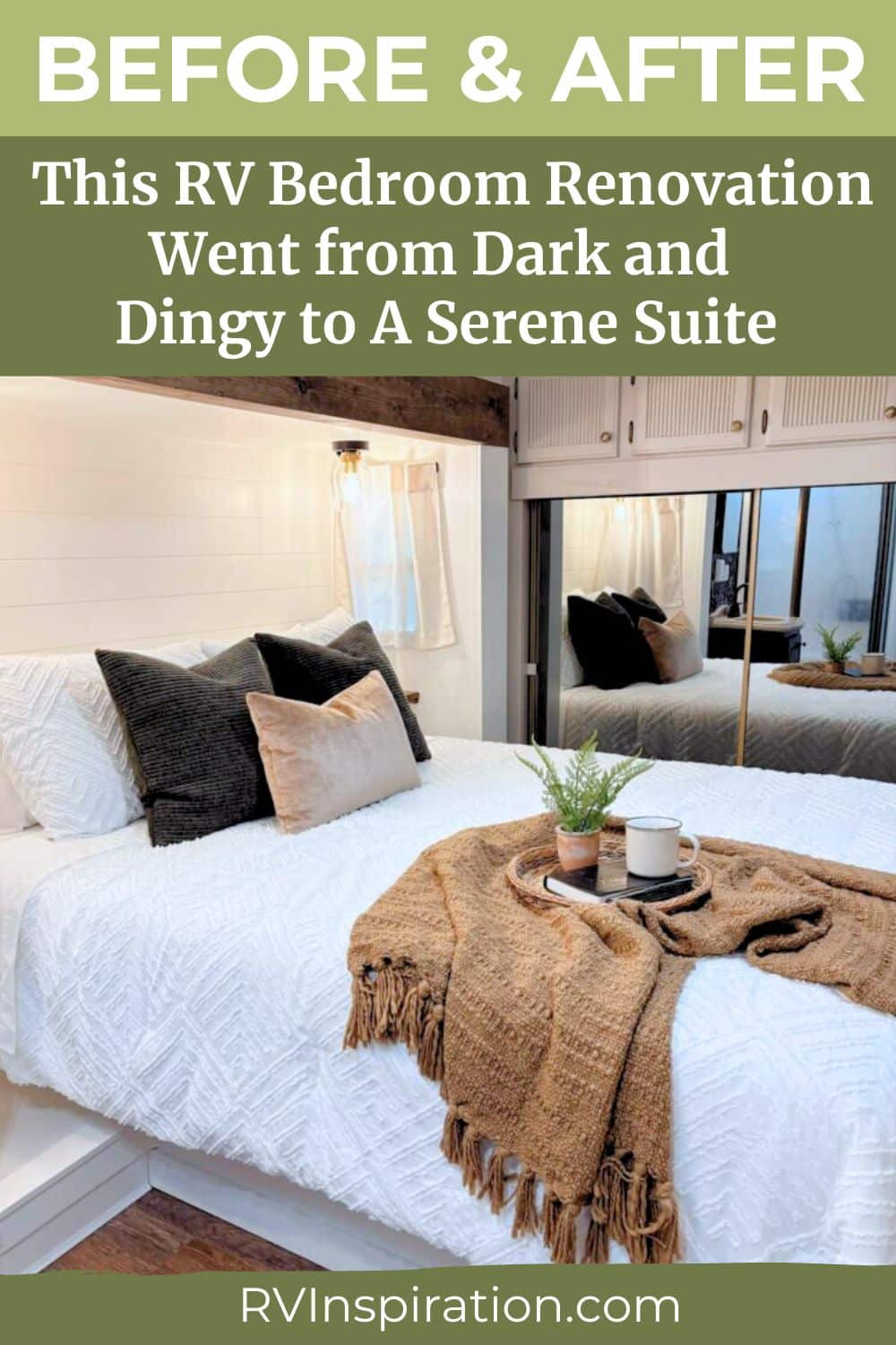 This RV Bedroom Renovation Went from Dark & Dingy to a Serene Suite