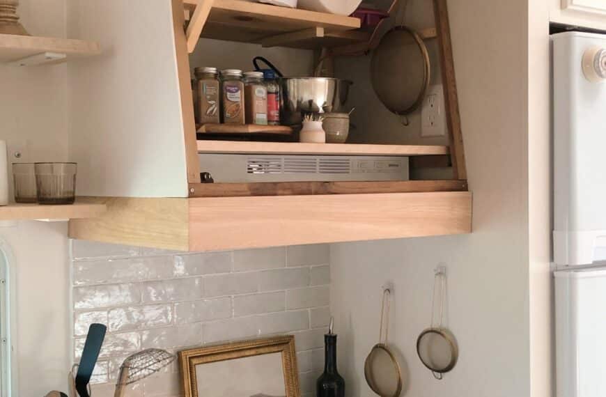 Hidden storage over stove