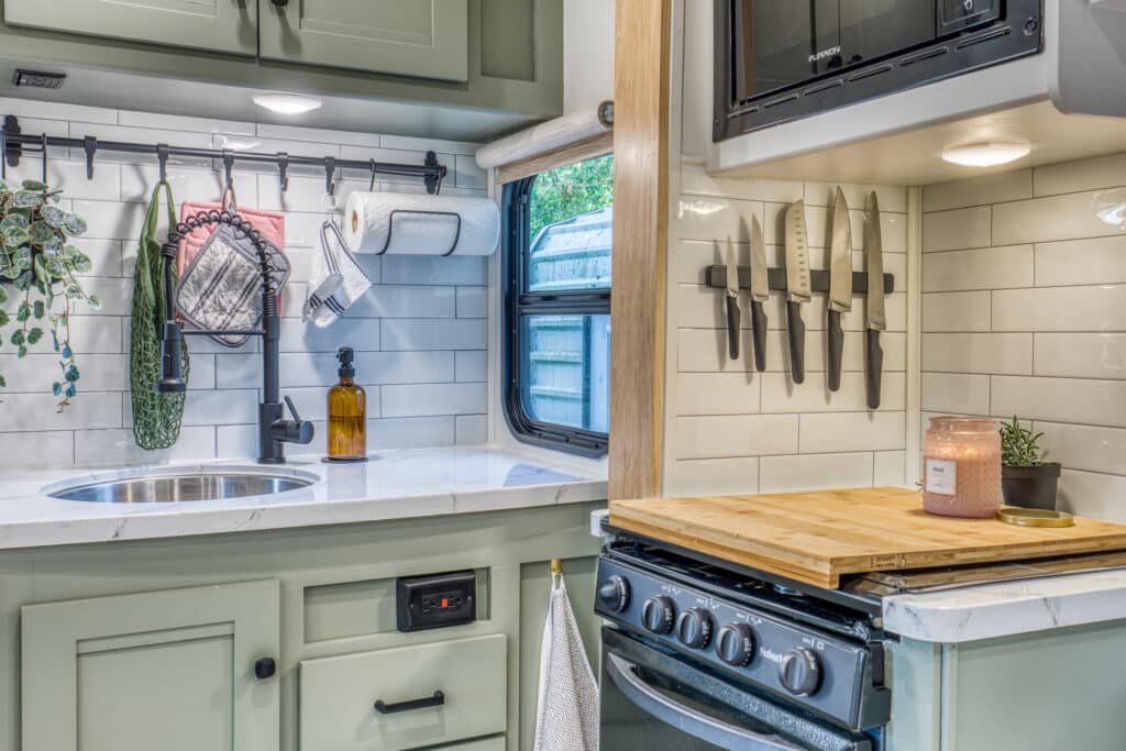 small RV kitchen ideas wall-mounted knife strip