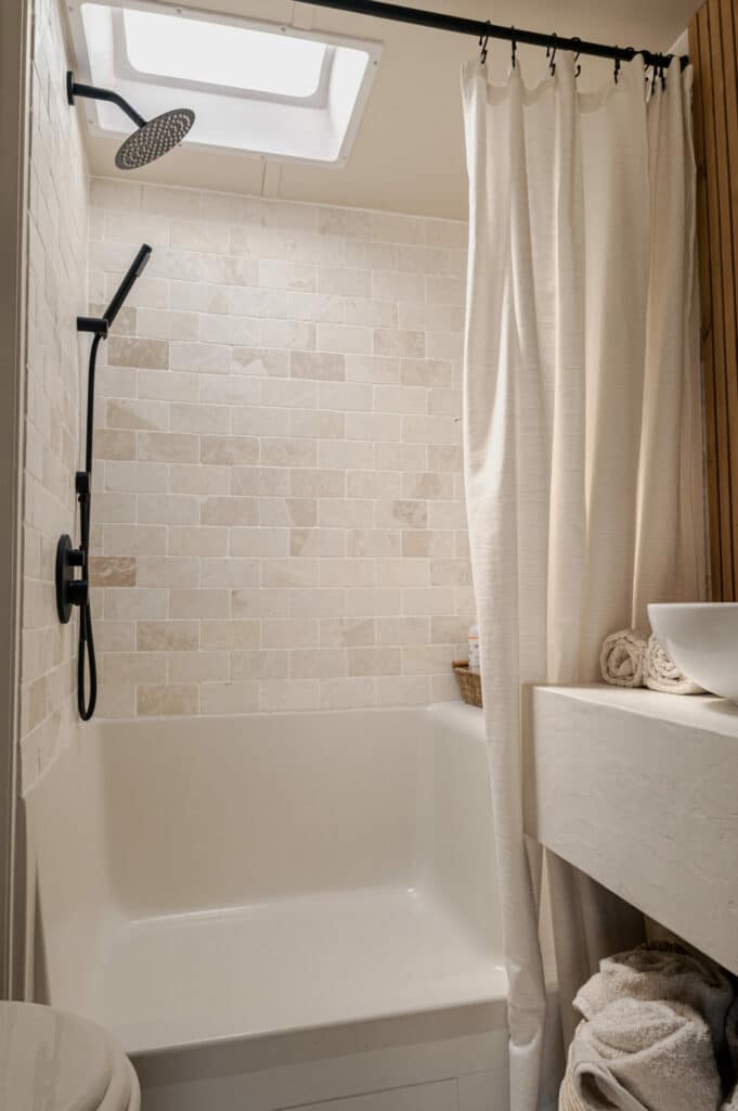 RV with shower faucet replaced