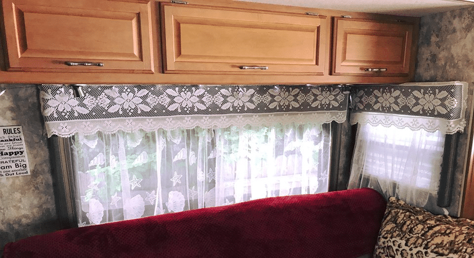 Lace to cover RV window cornice