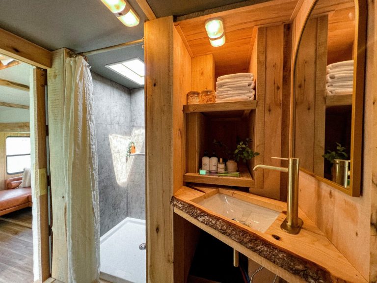 RV massive wood sink counter for bathroom