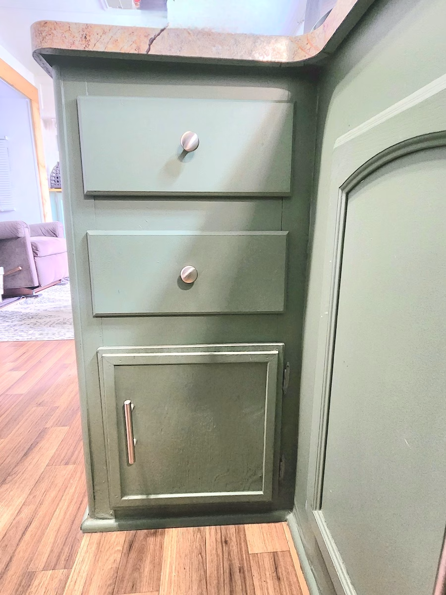 Added kitchen cabinet under drawers - Space saving RV ideas