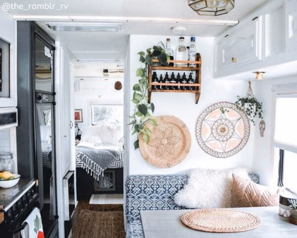 Remodeled motorhome with Boho style decor